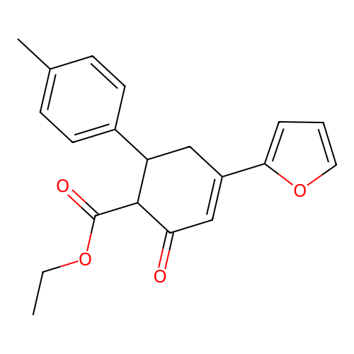 Ethyl 4-(furan-2-yl)-6-(4-methylphenyl)-2-oxocyclohex-3-ene-1-carboxylate structure