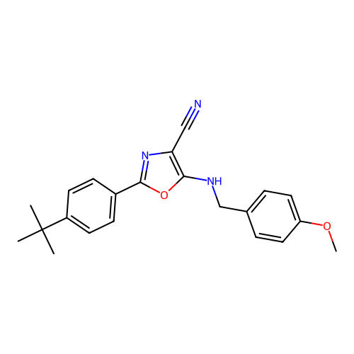 2-(4-Tert-butylphenyl)-5-[(4-methoxybenzyl)amino]-1,3-oxazole-4-carbonitrile structure