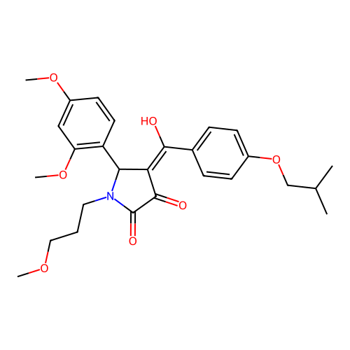 (4E)-5-(2,4-dimethoxyphenyl)-4-[hydroxy-[4-(2-methylpropoxy)phenyl]methylidene]-1-(3-methoxypropyl)pyrrolidine-2,3-dione structure