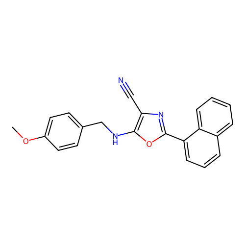 5-[(4-Methoxyphenyl)methylamino]-2-naphthalen-1-yl-1,3-oxazole-4-carbonitrile structure