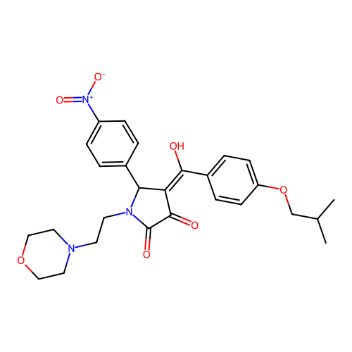(4E)-4-[hydroxy-[4-(2-methylpropoxy)phenyl]methylidene]-1-(2-morpholin-4-ylethyl)-5-(4-nitrophenyl)pyrrolidine-2,3-dione structure