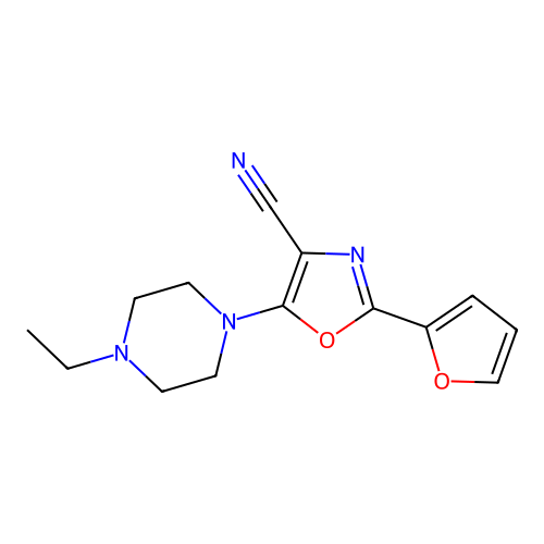 5-(4-Ethylpiperazin-1-yl)-2-(furan-2-yl)-1,3-oxazole-4-carbonitrile structure