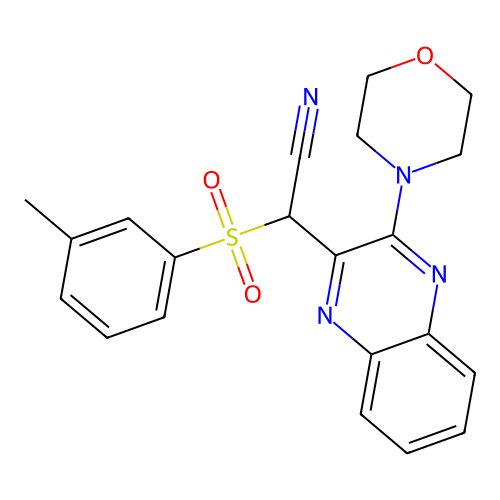 2-(3-Morpholinoquinoxalin-2-yl)-2-(m-tolylsulfonyl)acetonitrile structure