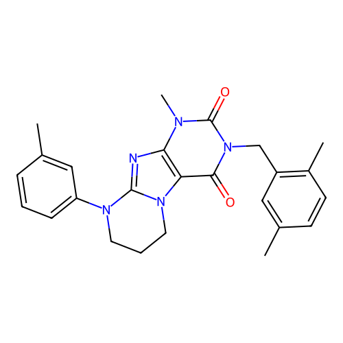 3-(2,5-dimethylbenzyl)-1-methyl-9-(3-methylphenyl)-6,7,8,9-tetrahydropyrimido[2,1-f]purine-2,4(1H,3H)-dione structure