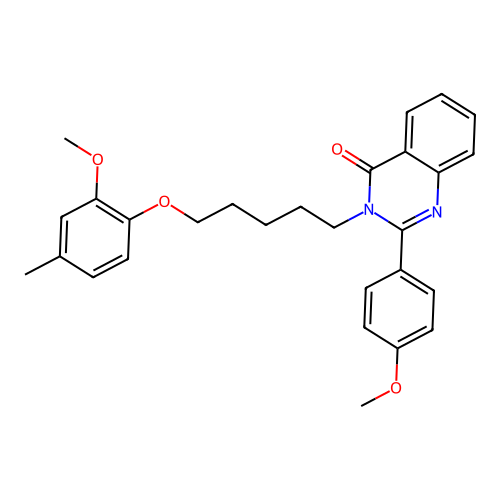 3-(5-(2-methoxy-4-methylphenoxy)pentyl)-2-(4-methoxyphenyl)quinazolin-4(3H)-one structure
