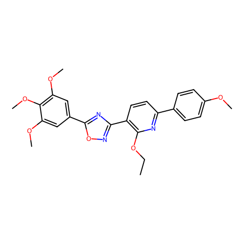 2-ethoxy-6-(4-methoxyphenyl)-3-[5-(3,4,5-trimethoxyphenyl)-1,2,4-oxadiazol-3-yl]pyridine structure