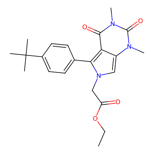 ethyl [5-(4-tert-butylphenyl)-1,3-dimethyl-2,4-dioxo-1,2,3,4-tetrahydro-6H-pyrrolo[3,4-d]pyrimidin-6-yl]acetate structure