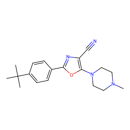 2-(4-Tert-butylphenyl)-5-(4-methylpiperazin-1-yl)-1,3-oxazole-4-carbonitrile structure