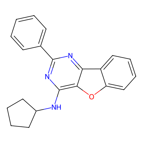 N-cyclopentyl-2-phenyl[1]benzofuro[3,2-d]pyrimidin-4-amine structure