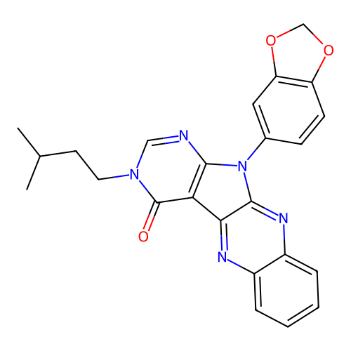 11-(1,3-benzodioxol-5-yl)-3-(3-methylbutyl)-3,11-dihydro-4H-pyrimido[5',4':4,5]pyrrolo[2,3-b]quinoxalin-4-one structure