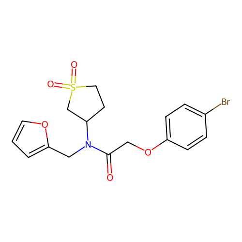 2-(4-bromophenoxy)-N-(1,1-dioxidotetrahydrothiophen-3-yl)-N-(furan-2-ylmethyl)acetamide structure