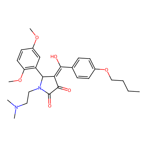 (4E)-4-[(4-butoxyphenyl)-hydroxymethylidene]-5-(2,5-dimethoxyphenyl)-1-(2-dimethylaminoethyl)pyrrolidine-2,3-dione structure