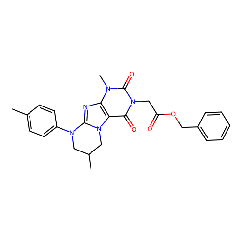 benzyl 2-[1,7-dimethyl-9-(4-methylphenyl)-2,4-dioxo-1H,2H,3H,4H,6H,7H,8H,9H-pyrimido[1,2-g]purin-3-yl]acetate structure