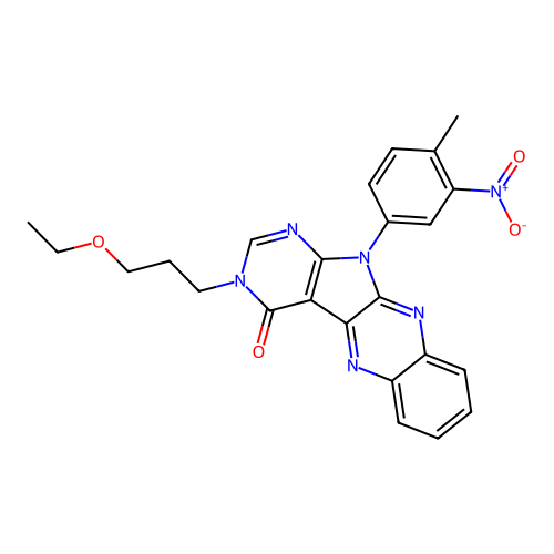 3-(3-ethoxypropyl)-11-(4-methyl-3-nitrophenyl)-3,11-dihydro-4H-pyrimido[5',4':4,5]pyrrolo[2,3-b]quinoxalin-4-one structure