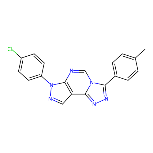 7-(4-chlorophenyl)-3-(4-methylphenyl)-7H-pyrazolo[4,3-e][1,2,4]triazolo[4,3-c]pyrimidine structure