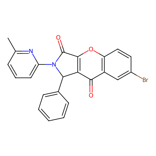 7-bromo-2-(6-methylpyridin-2-yl)-1-phenyl-1,2-dihydrochromeno[2,3-c]pyrrole-3,9-dione structure