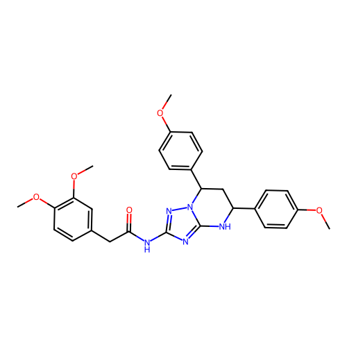 N-(5,7-bis(4-methoxyphenyl)-4,5,6,7-tetrahydro-[1,2,4]triazolo[1,5-a]pyrimidin-2-yl)-2-(3,4-dimethoxyphenyl)acetamide structure