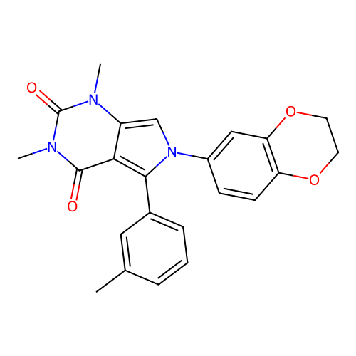 6-(2,3-dihydro-1,4-benzodioxin-6-yl)-1,3-dimethyl-5-(3-methylphenyl)-1H-pyrrolo[3,4-d]pyrimidine-2,4(3H,6H)-dione structure