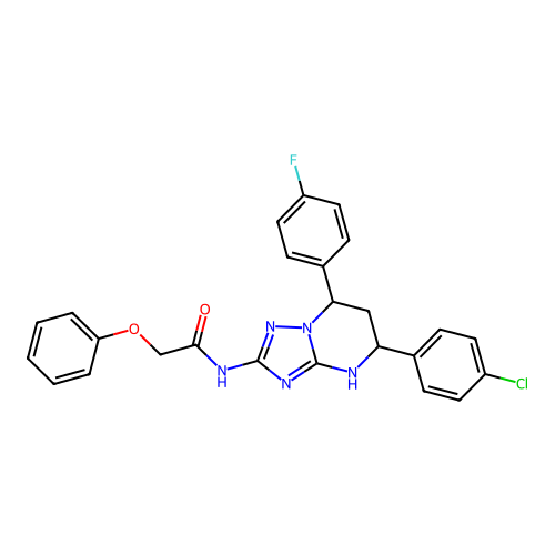 N-(5-(4-chlorophenyl)-7-(4-fluorophenyl)-4,5,6,7-tetrahydro-[1,2,4]triazolo[1,5-a]pyrimidin-2-yl)-2-phenoxyacetamide structure