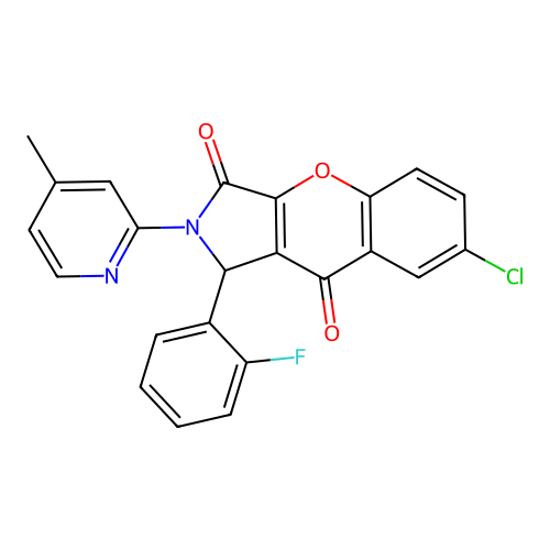 7-chloro-1-(2-fluorophenyl)-2-(4-methylpyridin-2-yl)-1,2-dihydrochromeno[2,3-c]pyrrole-3,9-dione structure