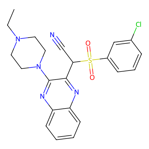[(3-Chlorophenyl)sulfonyl][3-(4-ethylpiperazin-1-yl)quinoxalin-2-yl]acetonitrile structure