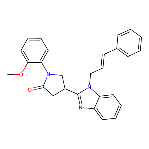 (E)-4-(1-cinnamyl-1H-benzo[d]imidazol-2-yl)-1-(2-methoxyphenyl)pyrrolidin-2-one structure