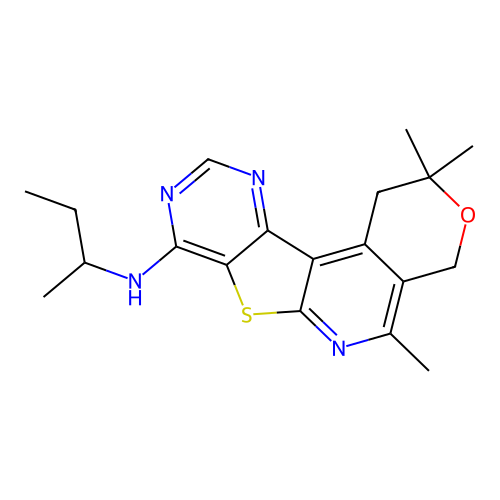 N-(butan-2-yl)-2,2,5-trimethyl-1,4-dihydro-2H-pyrano[4'',3'':4',5']pyrido[3',2':4,5]thieno[3,2-d]pyrimidin-8-amine structure