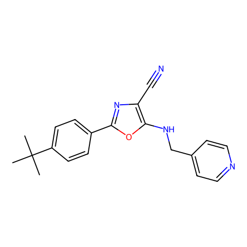 2-(4-Tert-butylphenyl)-5-[(pyridin-4-ylmethyl)amino]-1,3-oxazole-4-carbonitrile structure