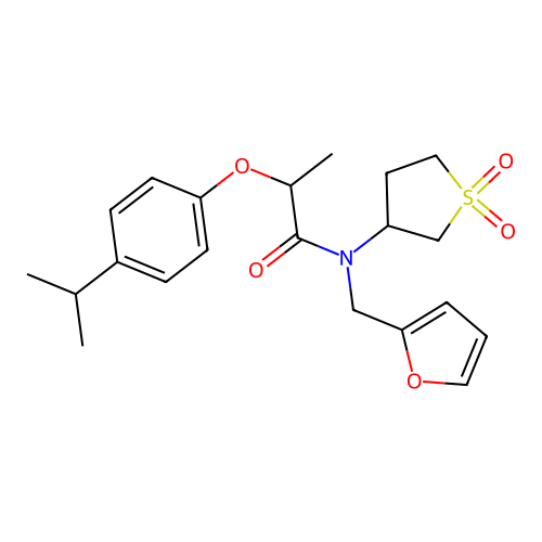 N-(1,1-dioxidotetrahydrothiophen-3-yl)-N-(furan-2-ylmethyl)-2-[4-(propan-2-yl)phenoxy]propanamide structure