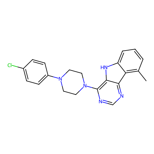 4-[4-(4-chlorophenyl)piperazin-1-yl]-9-methyl-5H-pyrimido[5,4-b]indole structure