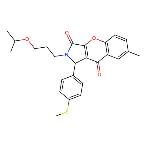 2-(3-isopropoxypropyl)-7-methyl-1-(4-(methylthio)phenyl)-1,2-dihydrochromeno[2,3-c]pyrrole-3,9-dione structure