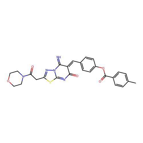(Z)-4-((5-imino-2-(2-morpholino-2-oxoethyl)-7-oxo-5H-[1,3,4]thiadiazolo[3,2-a]pyrimidin-6(7H)-ylidene)methyl)phenyl 4-methylbenzoate structure