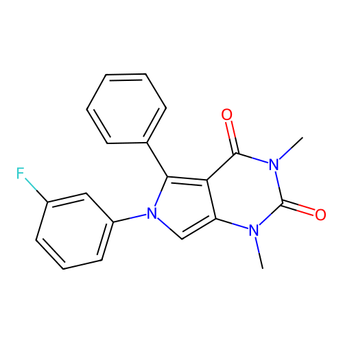 6-(3-fluorophenyl)-1,3-dimethyl-5-phenyl-1H-pyrrolo[3,4-d]pyrimidine-2,4(3H,6H)-dione structure