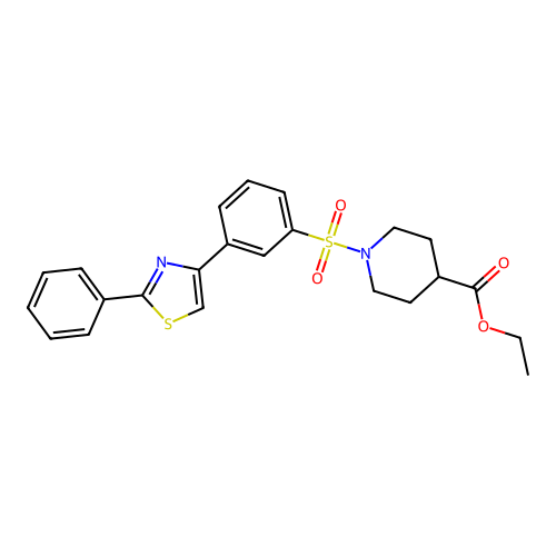 Ethyl 1-{[3-(2-phenyl-1,3-thiazol-4-yl)phenyl]sulfonyl}-4-piperidinecarboxylate structure