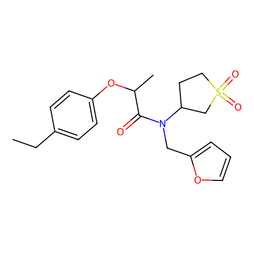 N-(1,1-dioxothiolan-3-yl)-2-(4-ethylphenoxy)-N-(furan-2-ylmethyl)propanamide structure