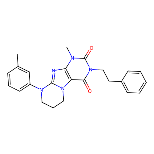 1-methyl-3-phenethyl-9-(m-tolyl)-6,7,8,9-tetrahydropyrimido[2,1-f]purine-2,4(1H,3H)-dione structure