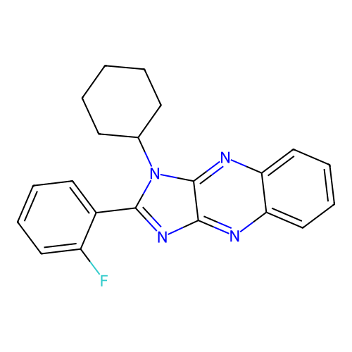 1-cyclohexyl-2-(2-fluorophenyl)-1H-imidazo[4,5-b]quinoxaline structure