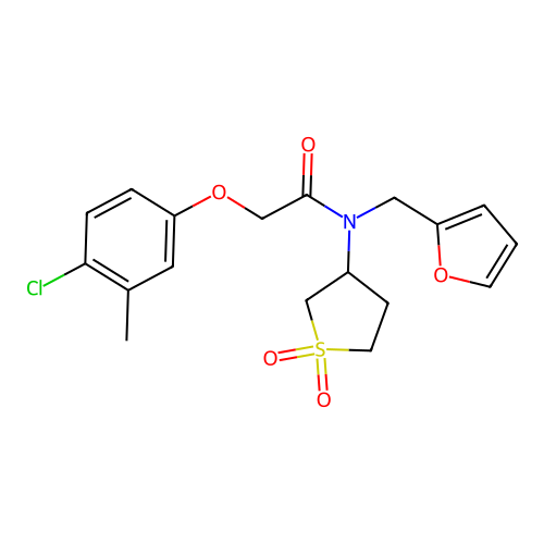2-(4-chloro-3-methylphenoxy)-N-(1,1-dioxidotetrahydrothiophen-3-yl)-N-(furan-2-ylmethyl)acetamide structure