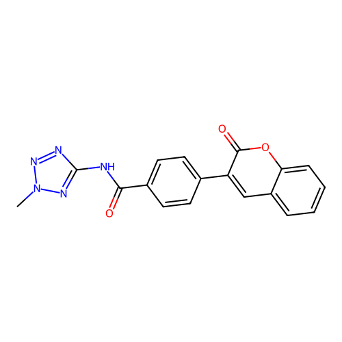 N-(2-methyl-2H-tetrazol-5-yl)-4-(2-oxo-2H-chromen-3-yl)benzamide structure