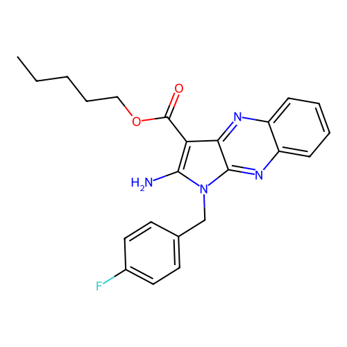 pentyl 2-amino-1-(4-fluorobenzyl)-1H-pyrrolo[2,3-b]quinoxaline-3-carboxylate structure