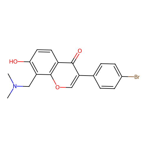 3-(4-bromophenyl)-8-((dimethylamino)methyl)-7-hydroxy-4H-chromen-4-one structure