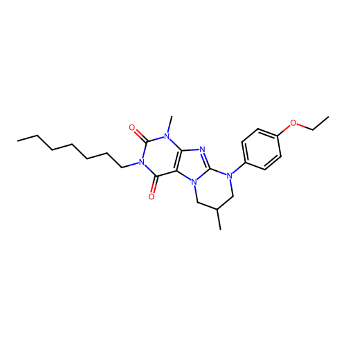 9-(4-ethoxyphenyl)-3-heptyl-1,7-dimethyl-6,7,8,9-tetrahydropyrimido[2,1-f]purine-2,4(1H,3H)-dione structure