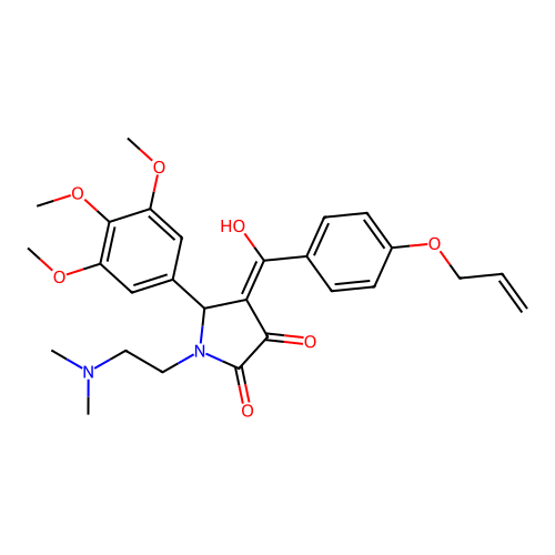 (4E)-1-(2-dimethylaminoethyl)-4-[hydroxy-(4-prop-2-enoxyphenyl)methylidene]-5-(3,4,5-trimethoxyphenyl)pyrrolidine-2,3-dione structure