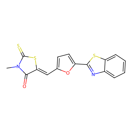 (5Z)-5-{[5-(1,3-benzothiazol-2-yl)furan-2-yl]methylidene}-3-methyl-2-thioxo-1,3-thiazolidin-4-one structure