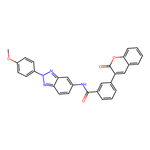 N-[2-(4-methoxyphenyl)-2H-benzotriazol-5-yl]-3-(2-oxo-2H-chromen-3-yl)benzamide structure