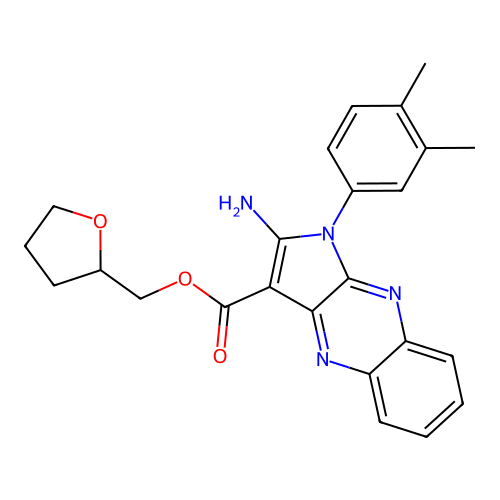 oxolan-2-ylmethyl 2-amino-1-(3,4-dimethylphenyl)pyrrolo[3,2-b]quinoxaline-3-carboxylate structure