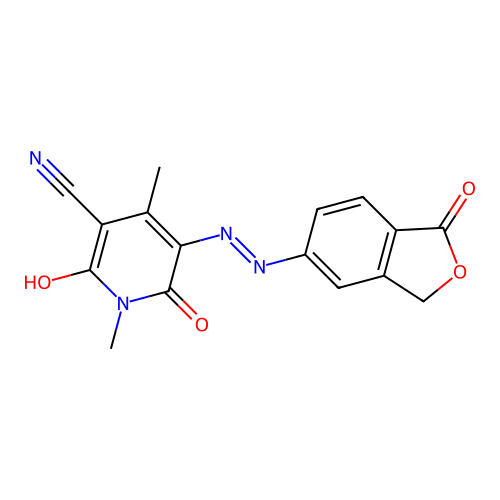 (5E)-1,4-dimethyl-2,6-dioxo-5-[(1-oxo-3H-2-benzofuran-5-yl)hydrazinylidene]pyridine-3-carbonitrile structure