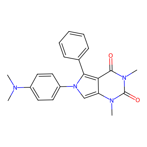6-(4-dimethylaminophenyl)-1,3-dimethyl-5-phenylpyrrolo[3,4-d]pyrimidine-2,4-dione structure