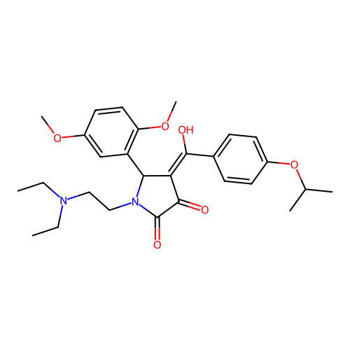(4E)-1-(2-diethylaminoethyl)-5-(2,5-dimethoxyphenyl)-4-[hydroxy-(4-propan-2-yloxyphenyl)methylidene]pyrrolidine-2,3-dione structure