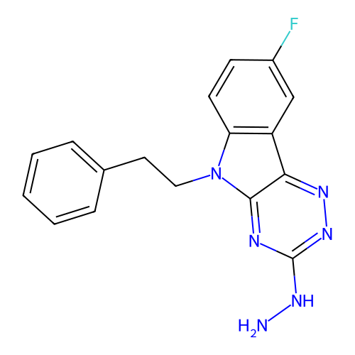 8-fluoro-3-hydrazinyl-5-(2-phenylethyl)-5H-[1,2,4]triazino[5,6-b]indole structure
